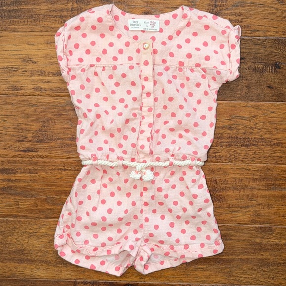 Zara Other - Zara Babygirl Shorts Jumper, 12-18M, Pink Polka dot